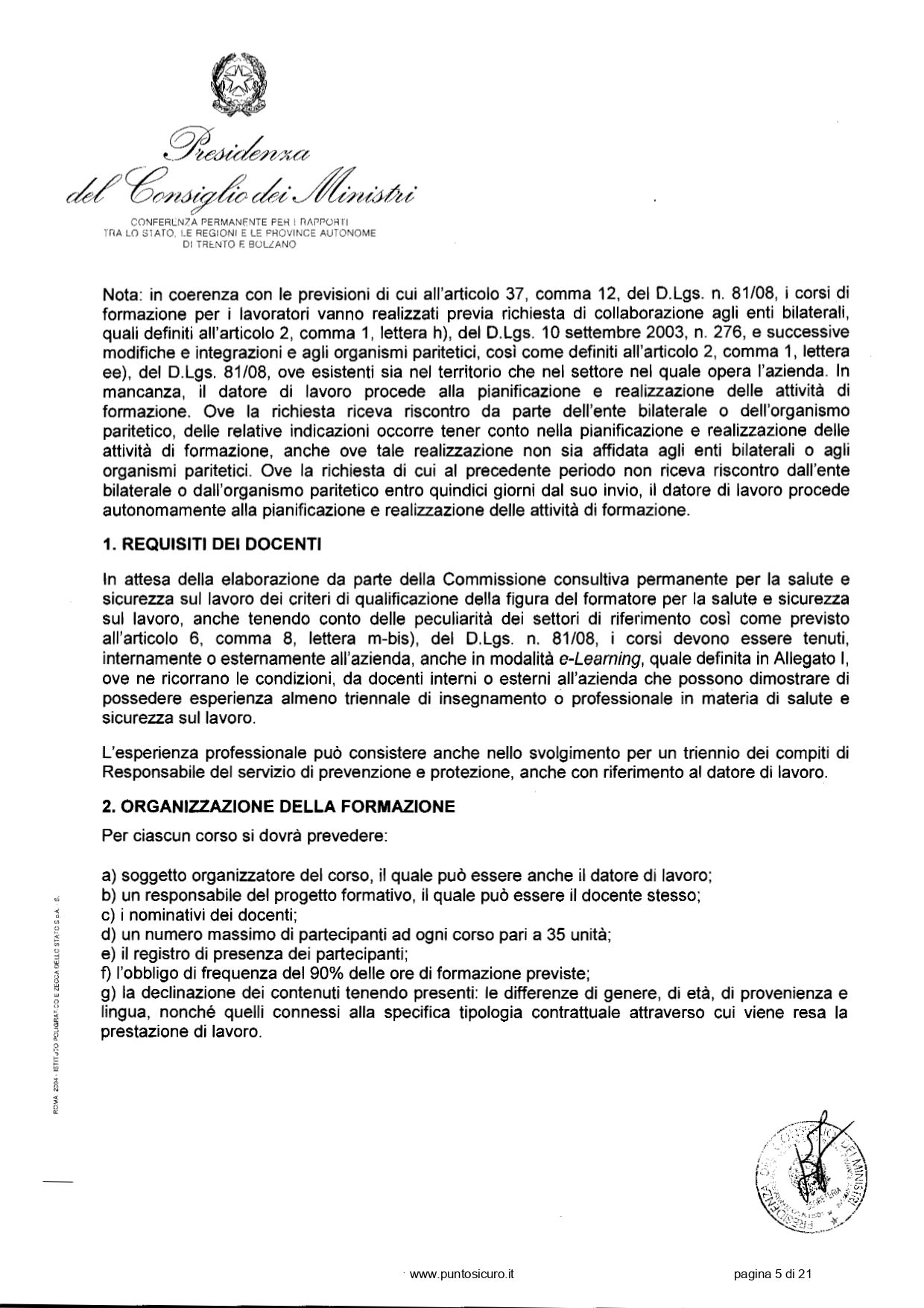 Docente-formatore per la sicurezza sul lavoro